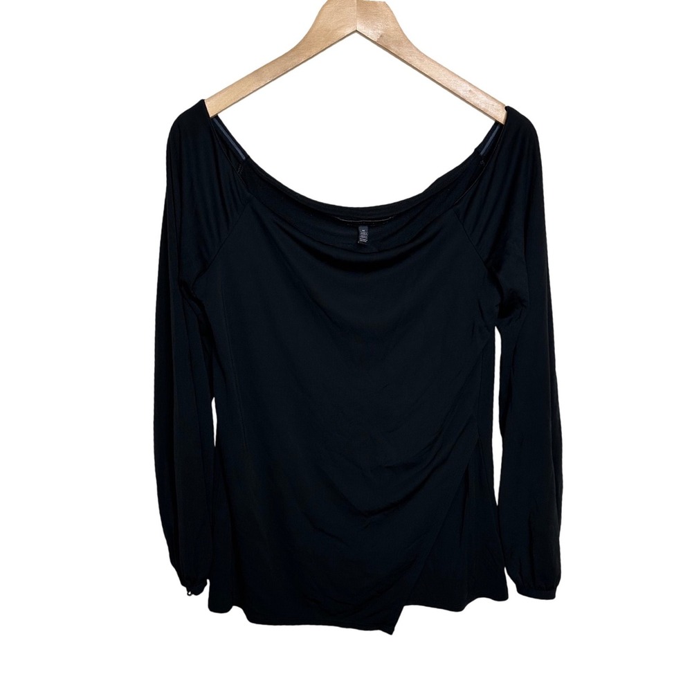 White House Black Market Off the Shoulder Long Sleeve Blouse size Medium Black